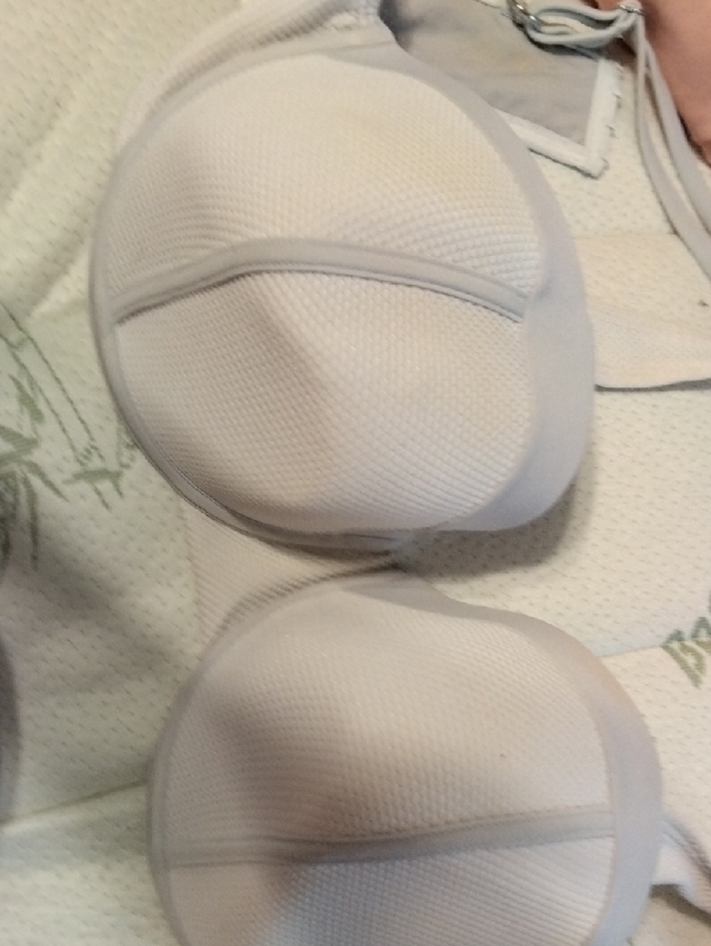 Textured White Bikini Top With Molded Cups And Underwire Support -Never Worn